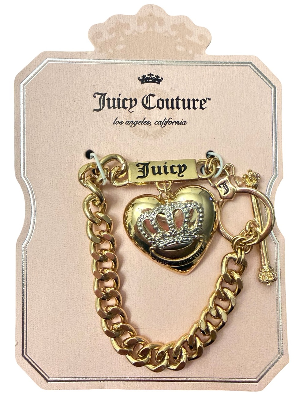 Juicy Couture Gold Heart Crown Charm Bracelet